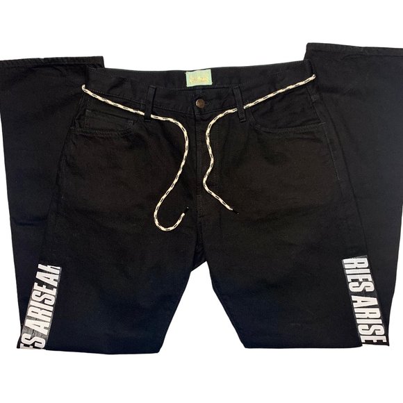 NWOT ARIES ARISE Side Stripe TIE SHOE LACE JEANS - Picture 2 of 7